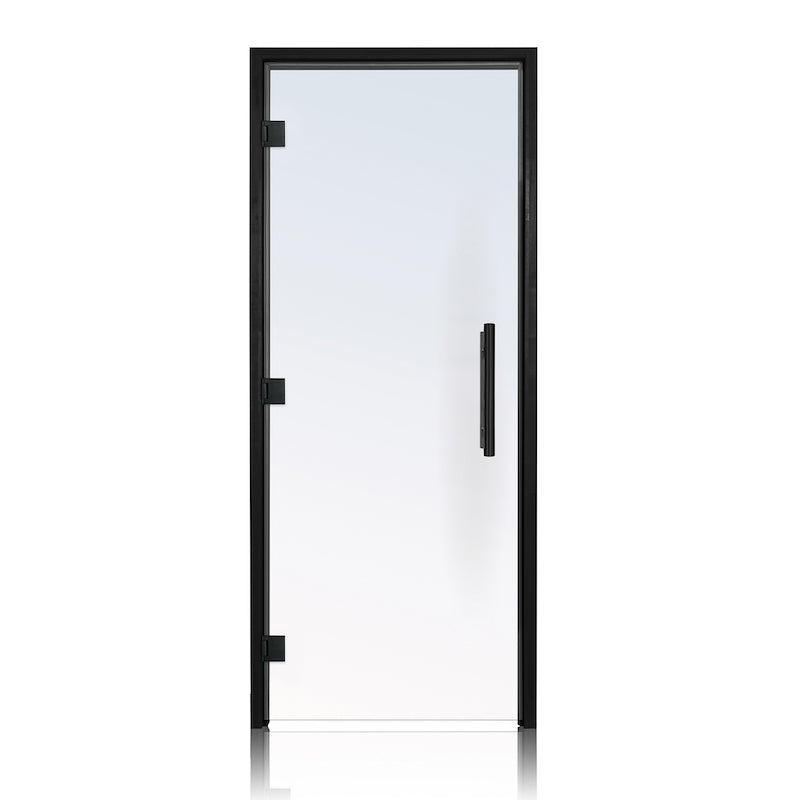 Prosaunas Black Alder, Prehung Clear ADA Glass Sauna Door 36x81 (Left 3 Black Hinges)