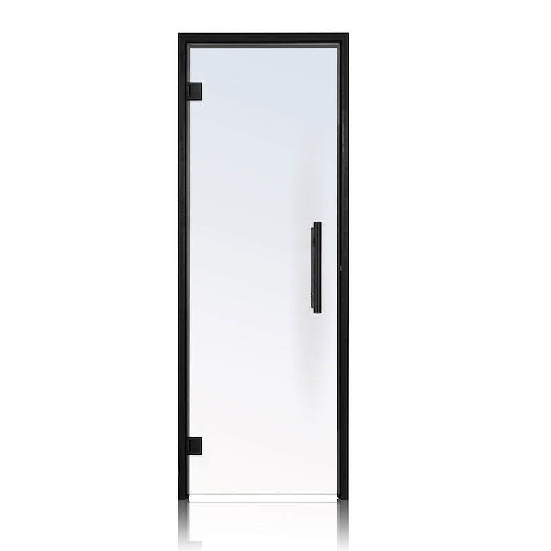 Prosaunas Black Alder, Prehung Clear Glass Sauna Door 24x81 (Left Black Hinges)
