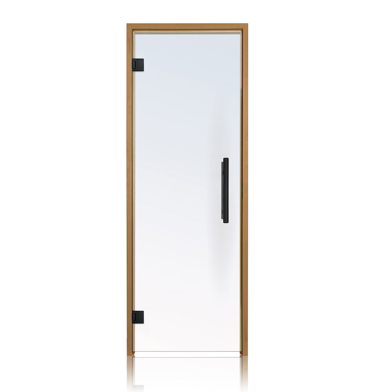 Prosaunas Thermo-Aspen, Prehung Clear Glass Sauna Door 24x81 (Left Black Hinges)